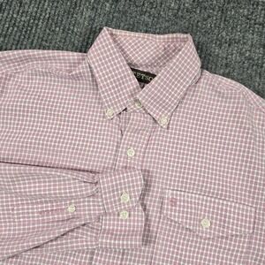Stetson Shirt Mens Medium Pink Check Button Up Long Sleeve Button-Down Cotton